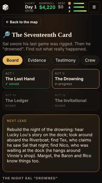 Crack the case file of Sal's last hand
